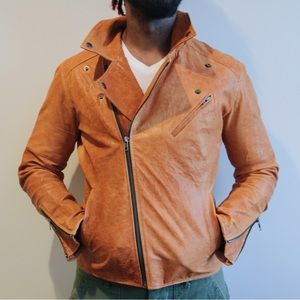 leather jacket by LA designers beautiful fül, btfl. Size S-M Tobacco color